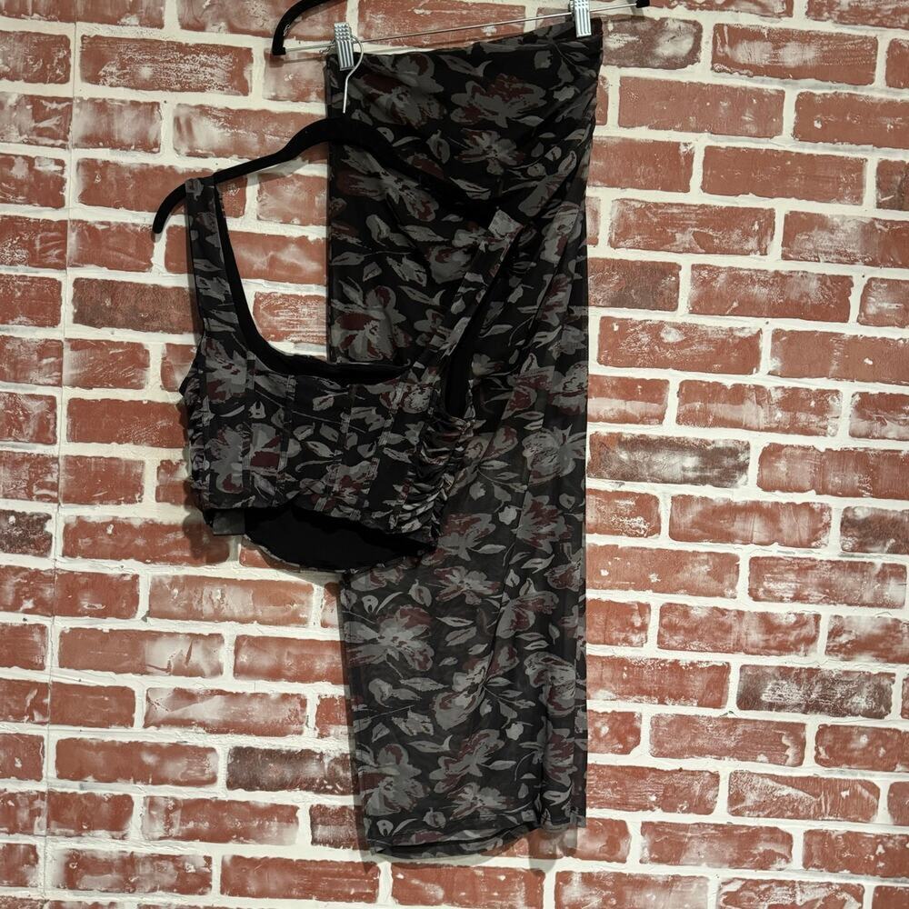 Free People Galaxy Floral Mesh Set Top & Maxi Skirt XS Skirt Medium Top